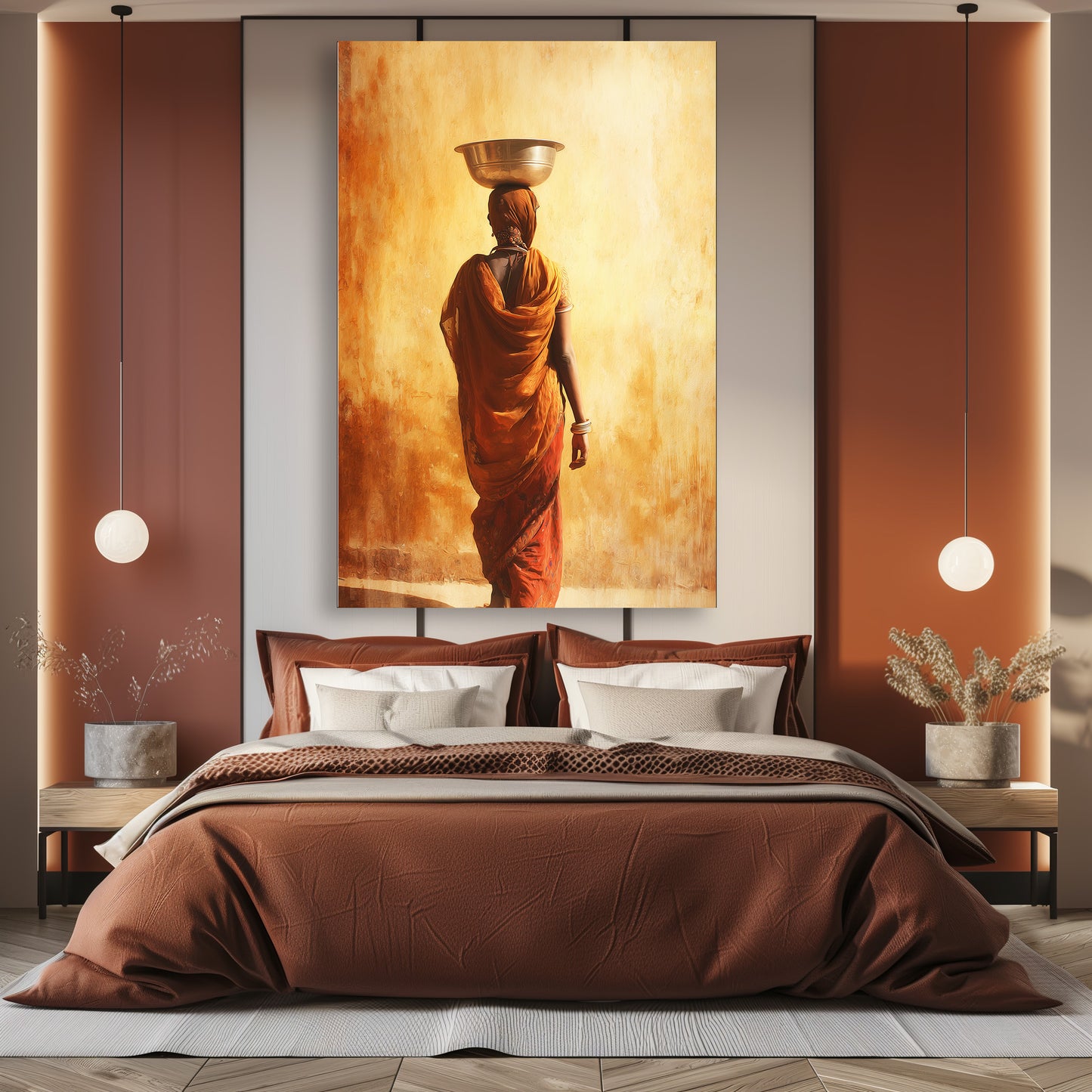 TABLEAU INDIENNE ORANGE