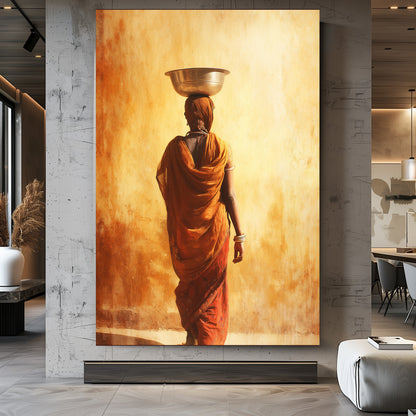 TABLEAU INDIENNE ORANGE