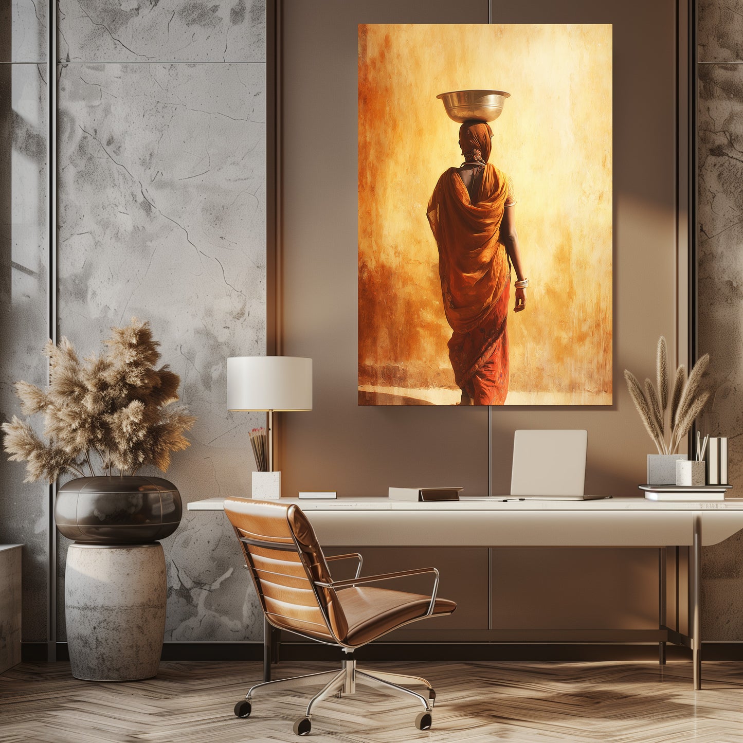 TABLEAU INDIENNE ORANGE