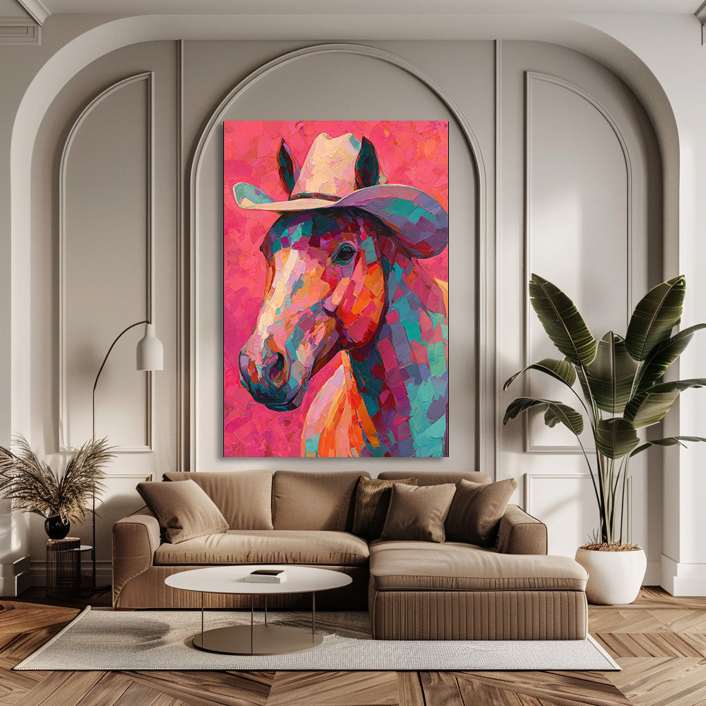 TABLEAU CHEVAL ROSE