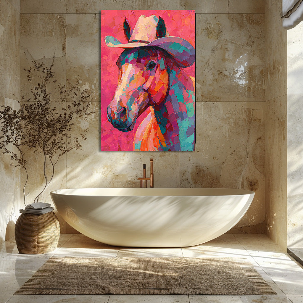 TABLEAU CHEVAL ROSE