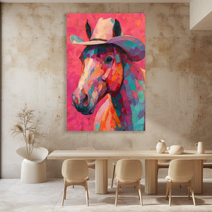 TABLEAU CHEVAL ROSE