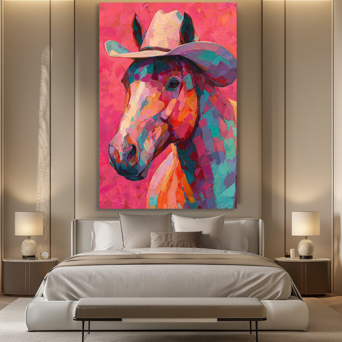 TABLEAU CHEVAL ROSE