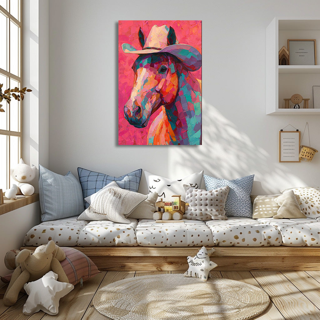 TABLEAU CHEVAL ROSE