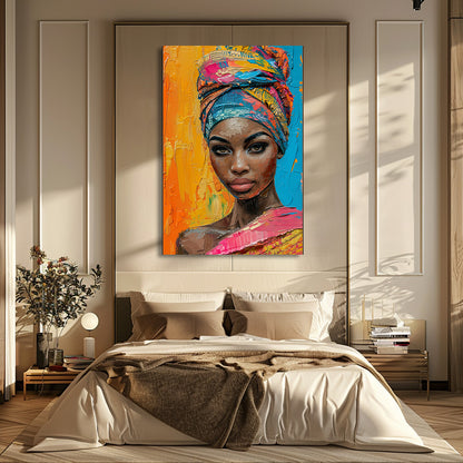 TABLEAU AFRICAINE ORANGE & ROSE
