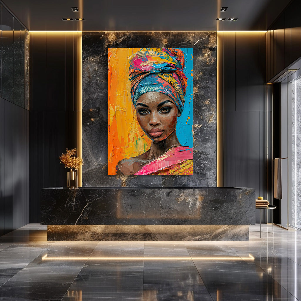 TABLEAU AFRICAINE ORANGE & ROSE