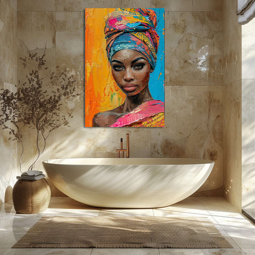 TABLEAU AFRICAINE ORANGE & ROSE