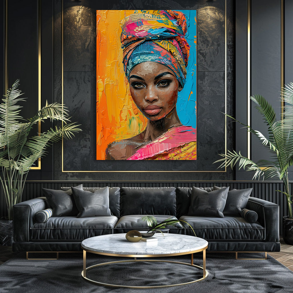 TABLEAU AFRICAINE ORANGE & ROSE