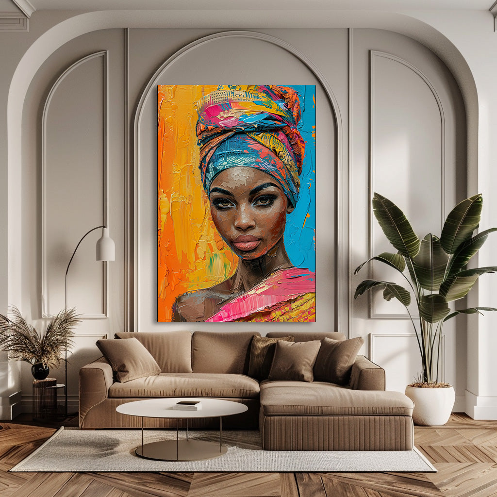TABLEAU AFRICAINE ORANGE & ROSE
