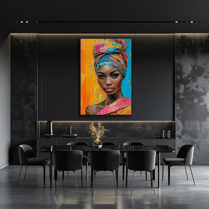 TABLEAU AFRICAINE ORANGE & ROSE