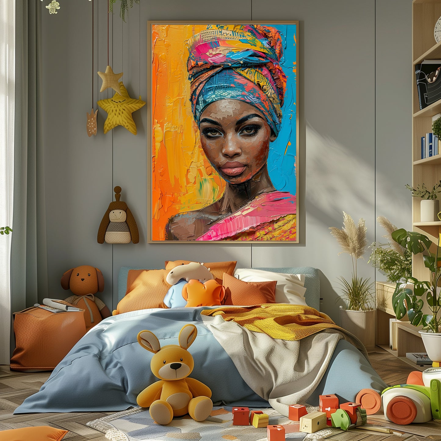 TABLEAU AFRICAINE ORANGE & ROSE