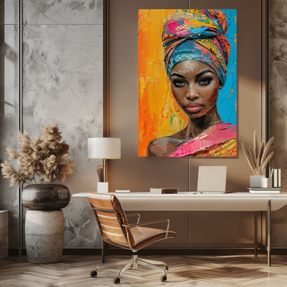 TABLEAU AFRICAINE ORANGE & ROSE