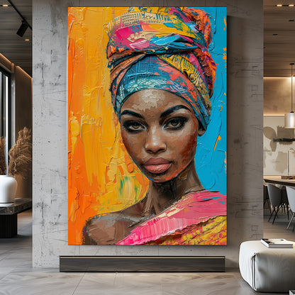 TABLEAU AFRICAINE ORANGE & ROSE