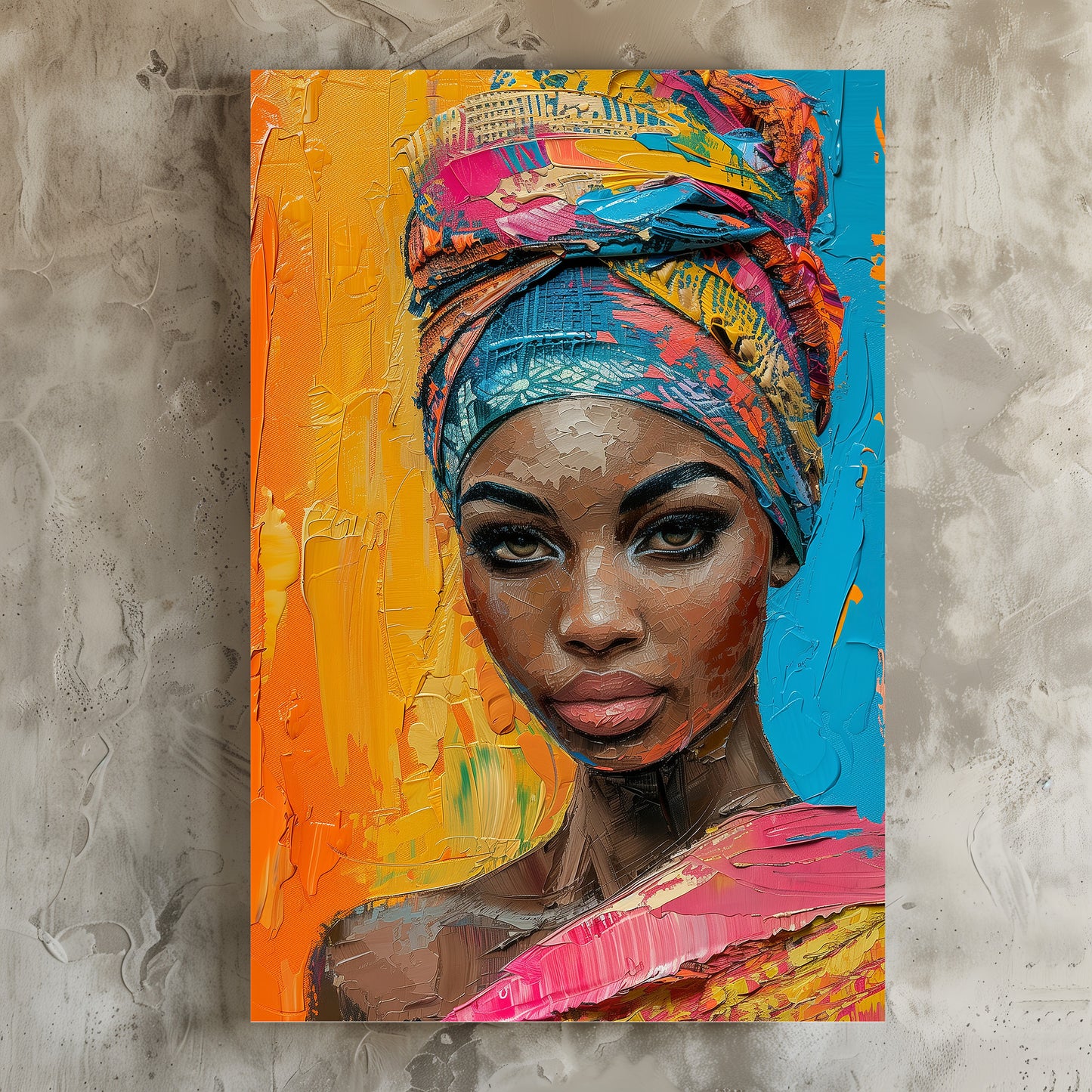 TABLEAU AFRICAINE ORANGE & ROSE