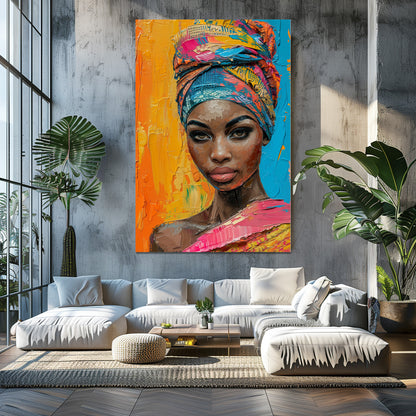 TABLEAU AFRICAINE ORANGE & ROSE