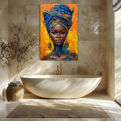 TABLEAU FEMME AFRIQUE BLEUE