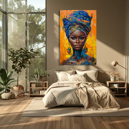 TABLEAU FEMME AFRIQUE BLEUE