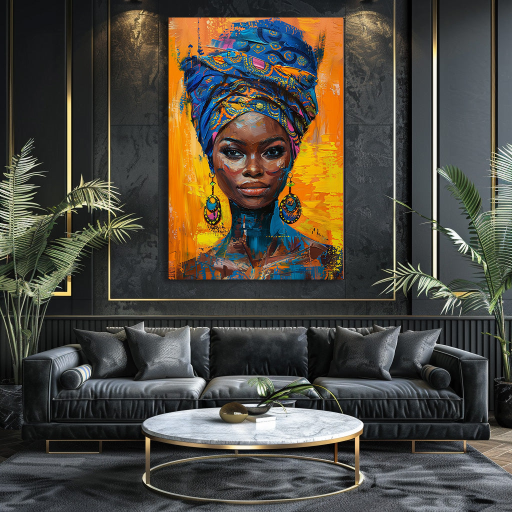 TABLEAU FEMME AFRIQUE BLEUE