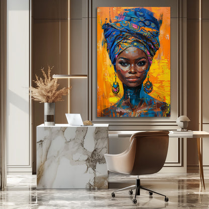 TABLEAU FEMME AFRIQUE BLEUE