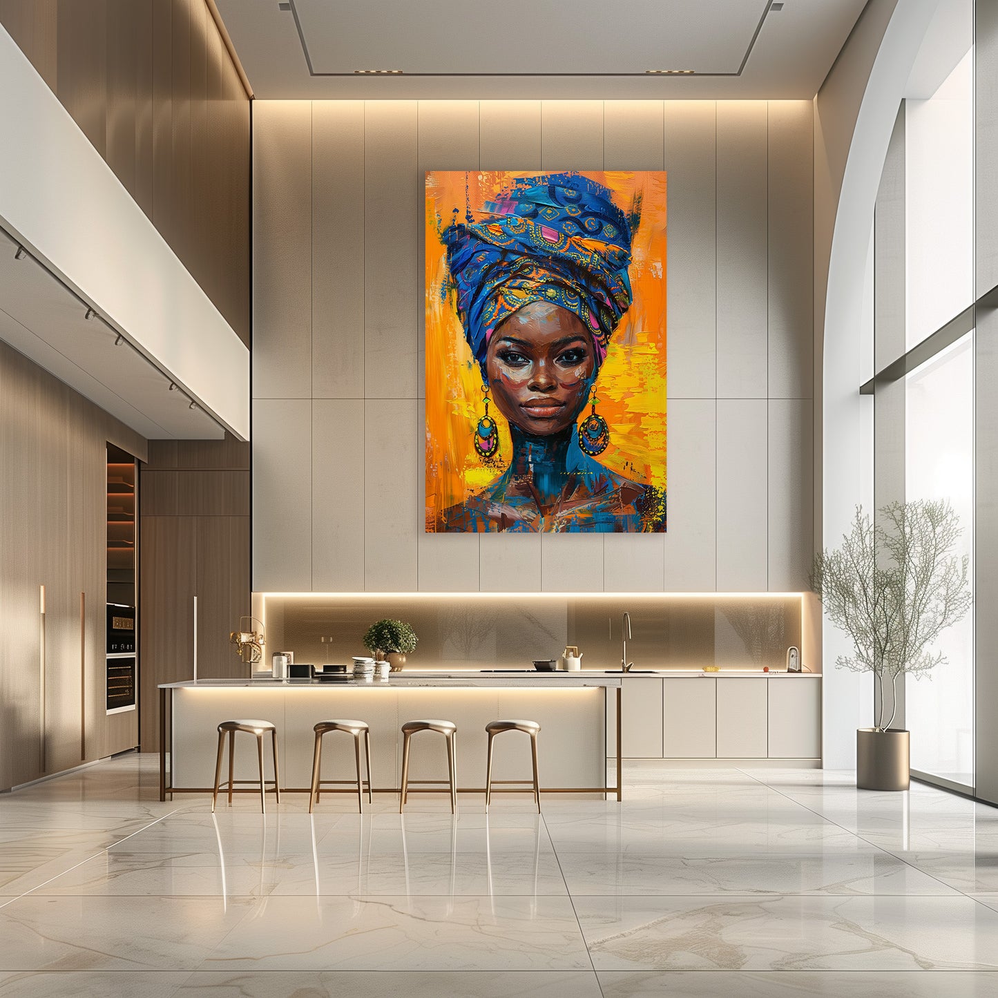 TABLEAU FEMME AFRIQUE BLEUE