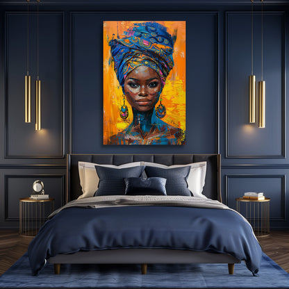 TABLEAU FEMME AFRIQUE BLEUE
