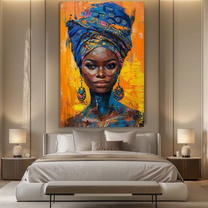 TABLEAU FEMME AFRIQUE BLEUE