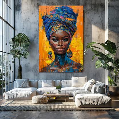 TABLEAU FEMME AFRIQUE BLEUE