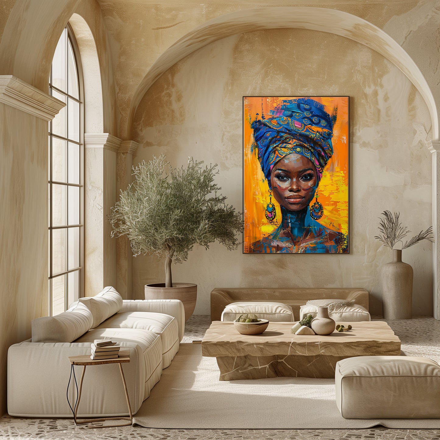 TABLEAU FEMME AFRIQUE BLEUE