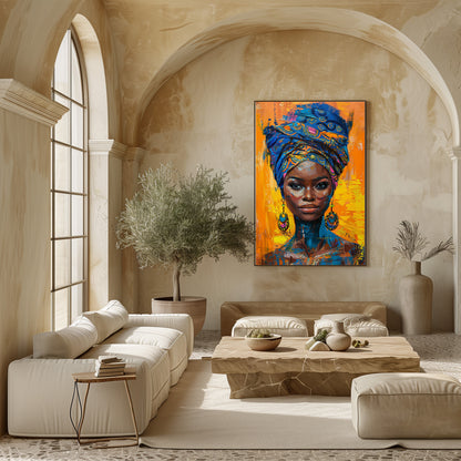 TABLEAU FEMME AFRIQUE BLEUE