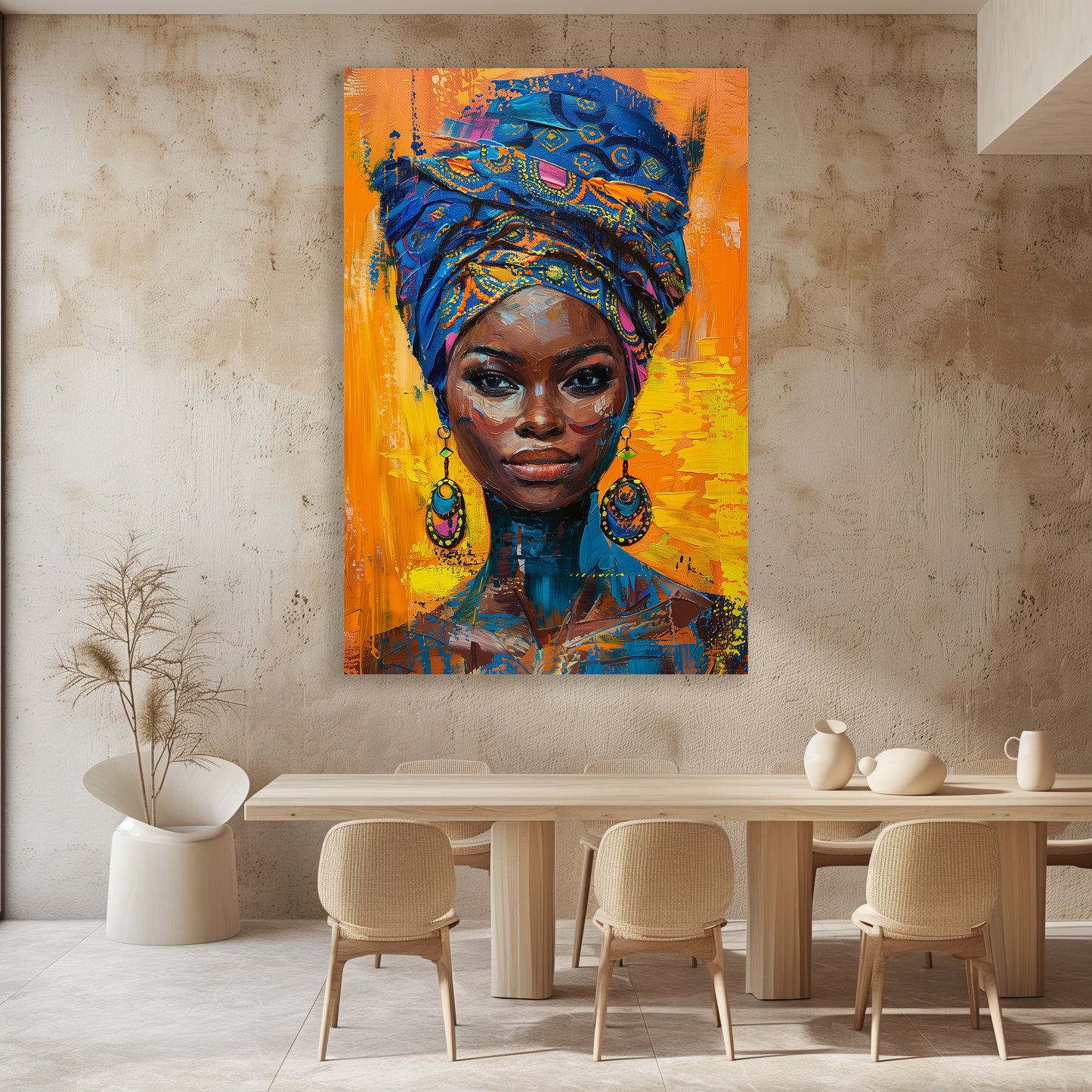 TABLEAU FEMME AFRIQUE BLEUE