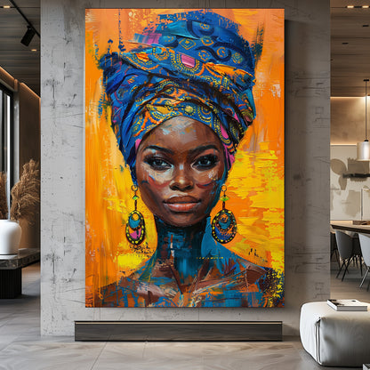 TABLEAU FEMME AFRIQUE BLEUE