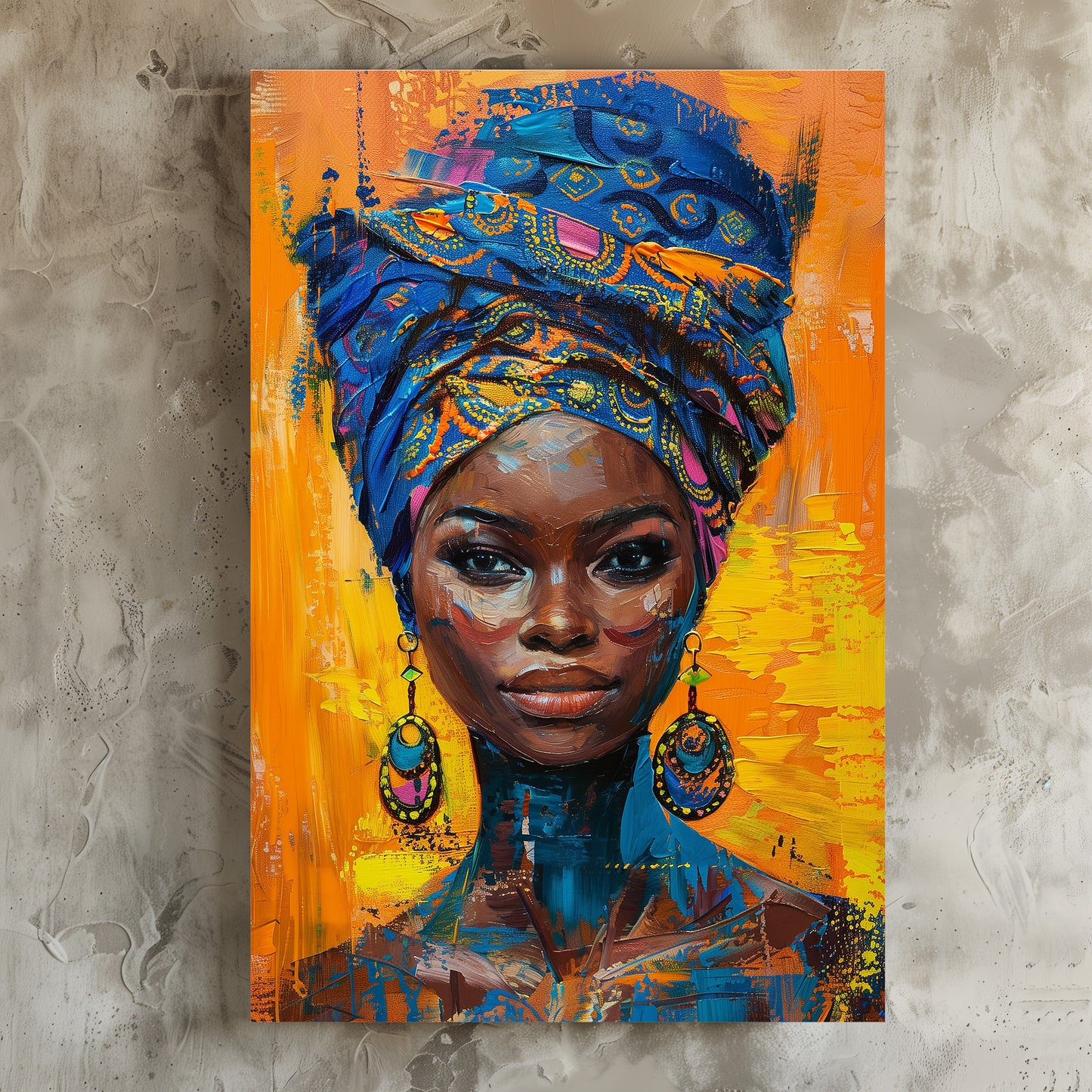 TABLEAU FEMME AFRIQUE BLEUE