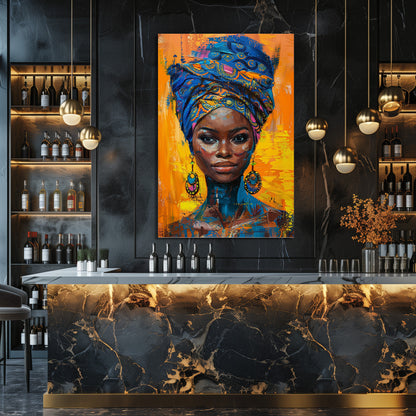 TABLEAU FEMME AFRIQUE BLEUE