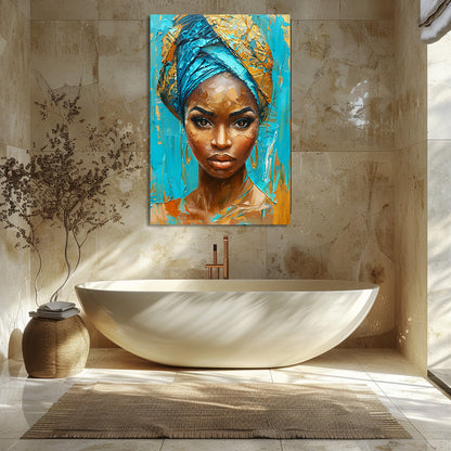 TABLEAU AFRICAINE BLEU DORÉ