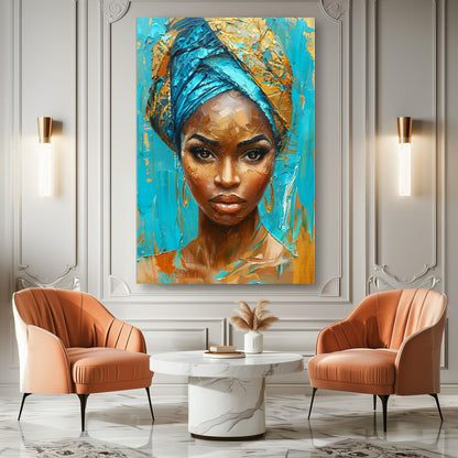 TABLEAU AFRICAINE BLEU DORÉ