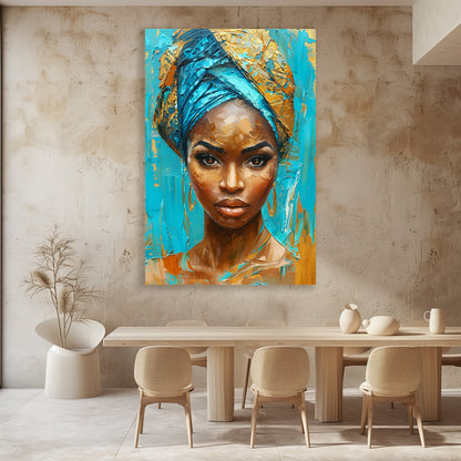 TABLEAU AFRICAINE BLEU DORÉ