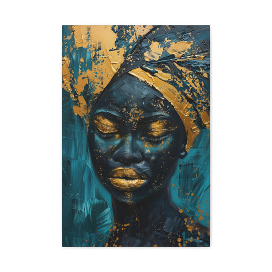 TABLEAU AFRICAINE DORÉE & BLEUE