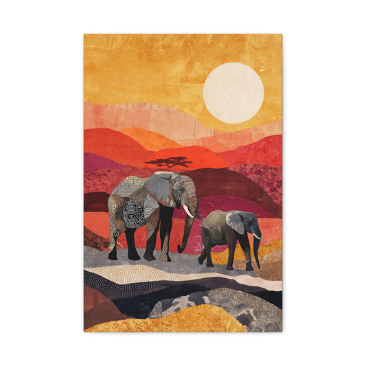 TABLEAU ÉLÉPHANTS SUNSET