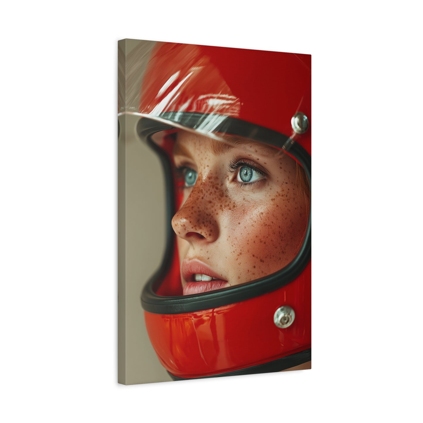 TABLEAU FEMME CASQUE ROUGE