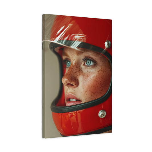 TABLEAU FEMME CASQUE ROUGE