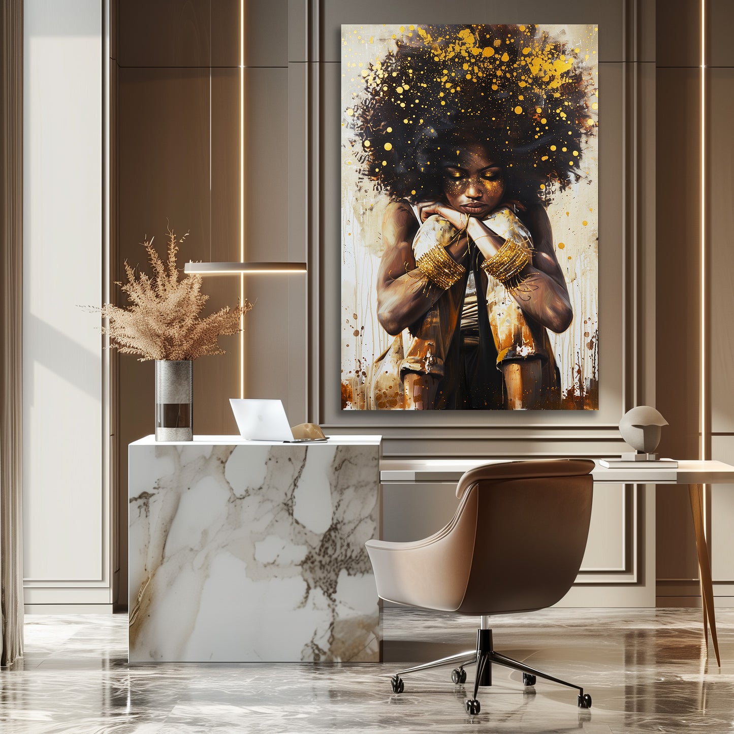 TABLEAU AFRICAIN DORÉ